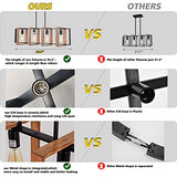 Dining Room Light Fixture Farmhouse Pendant Lights Kitchen Island Rustic Kitchen Light Fixtures 4 Lights Wood and Black Metal Rectangular Chandelier Ceiling Hanging Lighting 35.4" Poroulux