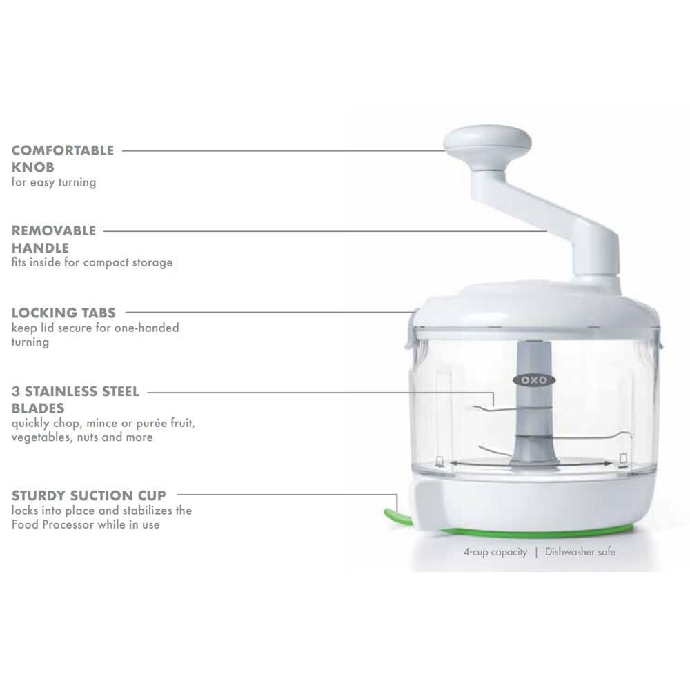 OXO Good Grips One Stop Chop Manual Food Processor, (Stainless Steel, Plastic) OXO