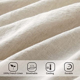 ATLINIA 100% Pure Flax Linen Bedding Set - Stone Washed French Linen Fabric Deep Pocket Fitted Sheet Farmhouse Flat Sheet 2 Pillowcases (Natural, King) ATLINIA