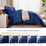 Newspin Full Comforter Set Blue - Bed in a Bag Full Size 7 Pieces, All Season Bed Set, Fluffy Comforter Set with Sheets, Sheet Set Quilt Blanket, Pillowcases & Shams Newspin