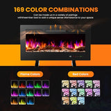 36" Electric Fireplace Insert, 1500W Wall Mounted & Recessed Fireplace Heater with Remote & Touch Screen, Adjustable Flame Color & Brightness, 12H Timer, Low Noise Electric Fireplace for Indoor Use Aidoly