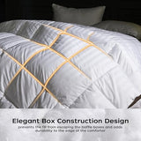 puredown® Goose Feather Comforter Full/Queen Size - All Season Duvet Insert, Ultra Soft Stripe 100% Cotton Shell Hotel Collection Comforters, 500 Thread Count with Ties (90x90'',Stripe White) puredown