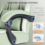 Sweetcrispy Computer Gaming Chair - High Back Ergonomic Desk Chair with Footrest and Lumbar Support, Height Adjustable Task Chair with Linkage Armrests and Headrest, 360° Swivel Wheels, Green Sweetcrispy