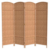 Red Lantern 6 ft. Tall Diamond Weave Fiber Room Divider - Natural - 4 Panel Red Lantern