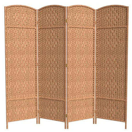 Red Lantern 6 ft. Tall Diamond Weave Fiber Room Divider - Natural - 4 Panel Red Lantern