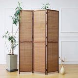 Furnnylane 3 Panel Bamboo Room Divider and Folding Screen Divider,Two in One Detachable and Foldable Panel Divider for Room Separation,Brown,67" H x 46" W Furnnylane