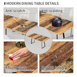 ZckyCine Extendable Dining Table Set 47"-63", Rustic Wood Table with 6 PU Leather Chairs, Modern Scandinavian Dining Room Furniture for Kitchen Apartment ZckyCine