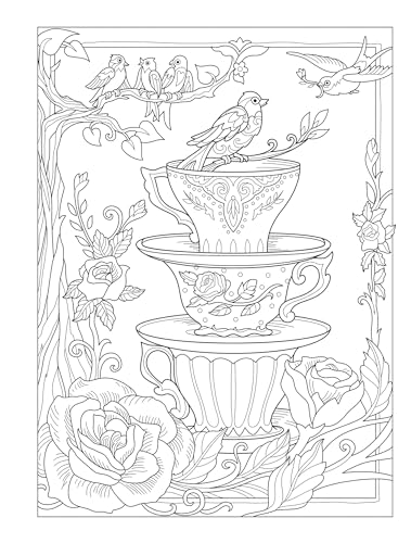 Creative Haven Birds and Blossoms Coloring Book (Adult Coloring Books: Animals) Dover Publications