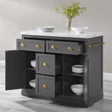 Pemberly Row Modern Wood Kitchen Island with Storage in Gray/White Pemberly Row