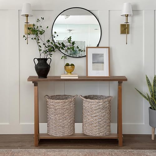 HOKYHOKY Solid Wood Console Tables - 43.3" Pinewood Farmhouse Rustic Hallway Table, Foyer Tables Living Room, Solid Firwood Sofa Table for Entryway, HOKYHOKY