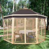 Yaheetech 13x13 Pop up Gazebo, Hexagonal Outdoor Canopy Shelter, Instant Patio Gazebo Sun Shade Canopy Tent with Double Tiers & Mesh Netting for Lawn, Garden, Backyard & Deck, Khaki/Brown Yaheetech