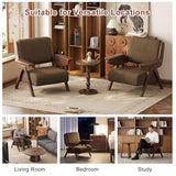 Euklea Mid Century Modern Accent Chair, Fabric Upholstered Lounge Arm Chair with Solid Wood Frame for Living Room, Bedroom, Office, Reading Corner (Coffee, Set of 2) Euklea