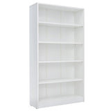STARY 5 Shelf White Bookcase 60 inch Tall Wood Bookshelf for Bedroom STARY
