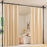 Abiglifty Room Divider Curtain Rods No Drilling, Adjustable 4-10Ft(H) Wall Divider for Room Separation, Temporary Privacy Tension Curtain Rods, Freestanding Space Room Separator, Black Abiglifty