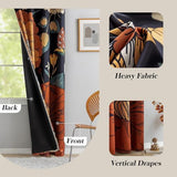 Tyrot 100% Blackout Black Boho Floral Curtains 108 Inches Extra Long for Bedroom Mid Century Botanical Black Out Curtains Room Darkening Grommet Top Thermal Insulated Window Drapes 2 Panels,52Wx108L Tyrot