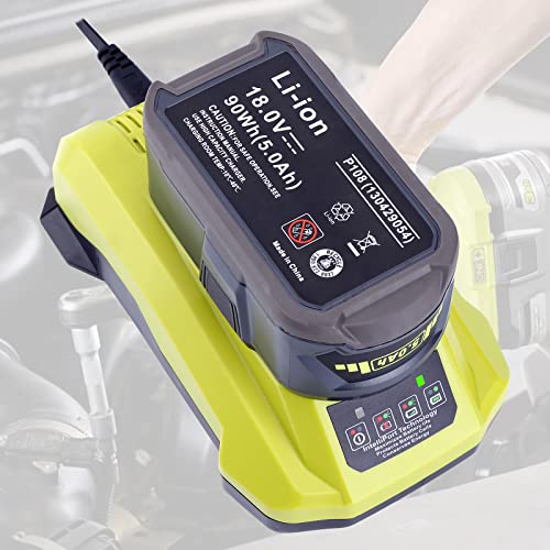 Elefly P117 Compatible with Ryobi 18V Battery Charger, Compatible with Ryobi 12V-18V ONE+ Lithium NiCad NiMh Battery P102 P103 P107 P108 P109 P189 P190 PBP002 PBP005 ELEFLY