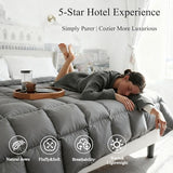 Feather Down Fiber Comforter Twin Size,Premium Ultra-Soft Breathable Comforter High Fill Power Grey Duvet Insert,All Season Hotel Luxury Bedding Comforters 8 Corner & Center Loops,Baffle Box Design HYVIF
