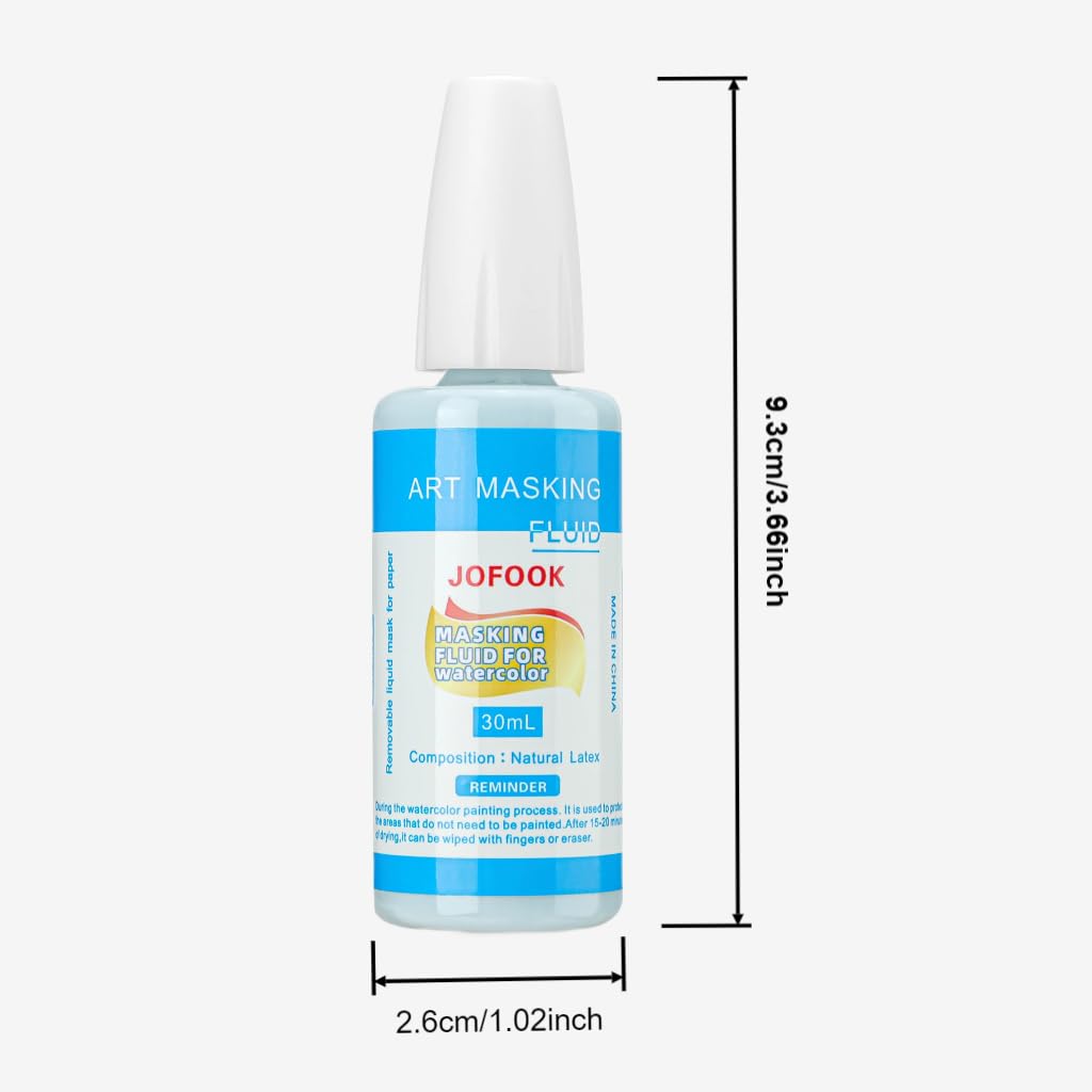 JOFOOK Easy Peel Art Masking Fluid For Watercolor Painting - 30ml(1.01-oz) Liquid Masking Fluid Pen For Ink - Watercolor - Gouache Painting & Illustration,Drawing Gum Professional Medium JOFOOK