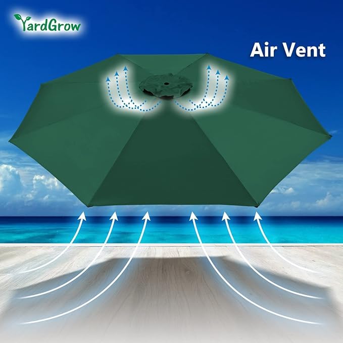 YardGrow 10ft 8 Ribs Canopy Replacement for Cantilever Umbrella, Canopy ONLY, Frame NOT Included (Green) YardGrow