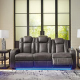 Signature Design by Ashley Fyne-Dyme Contemporary Power Reclining Sofa with USB Charging Ports and Adjustable Headrest, Brown Signature Design by Ashley