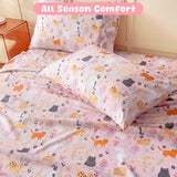 Swiftify Full Size Sheet Set for Kids, 4-Piece Bed Sheet Set for Teens Boys Girls, Cartoon Printed Bedding Set, Microfiber Deep Pocket, Wrinkle & Fade Resistant, Cute Cats Swiftify
