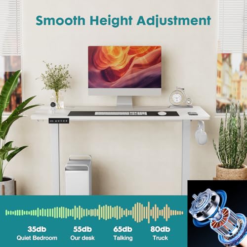 NEWBULIG Electric Standing Desk, Height Adjustable Sit Stand Up Desk, 63" X 24"Computer Workstation Rising Home Office Gaming Table with Memory Preset Splice Board, White NEWBULIG