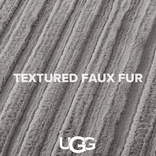 UGG Kenzie Comforter Set with 2 Pillow Shams Plush Faux Fur Bedding Soft Warm Down Alternative Comforter Washable Hypoallergenic Fluffy Blanket Set for Bedroom, King/California King Size, Seal UGG