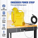 VEVOR Workbenches, 11-Level Adjustable Workbench with 2000 LBS Load Capacity, 48" L X 20" W Work Benches with Power Outlets & Metal Frame & Foot Pads, Hardwood Work Bench for Office Home Garage VEVOR