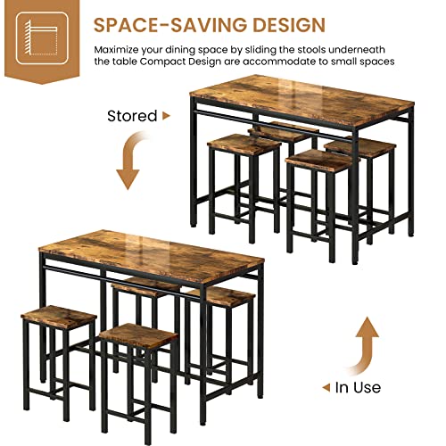 Recaceik 5-Piece Modern Wood Dining Table Set for Small Spaces - Perfect for Kitchen, Breakfast Nook, and Living Room Recaceik