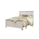 Ashley Furniture Willowton 65" W x 87" D Farmhouse Wood Queen Sized Panel Bed in Whitewash Finish Signature Design by Ashley