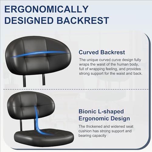 Misolant Drafting Chair Without Arms, Tall Office Chair with Footrest Ring for Standing Desk, Small Faux Leather Executive Office Chair with Adjustable Height for Bar Lab Counter Height Desk, Black Misolant