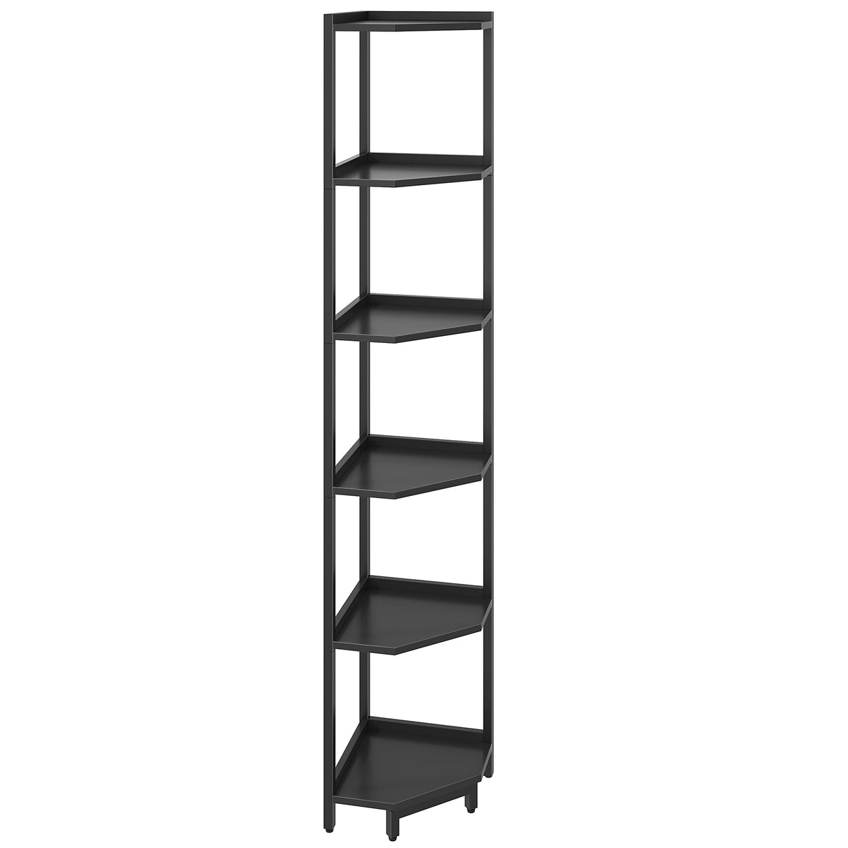 Hzuaneri Corner Shelf Stand, Corner Bookshelf, Storage Standing Shelf Unit with Metal Frame, Plant Stand, Corner Bookcase for Living Room, Home Office, Bedroom, 6-Tier Black CS06006B Hzuaneri
