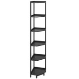 Hzuaneri Corner Shelf Stand, Corner Bookshelf, Storage Standing Shelf Unit with Metal Frame, Plant Stand, Corner Bookcase for Living Room, Home Office, Bedroom, 6-Tier Black CS06006B Hzuaneri
