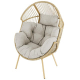 Belord Outdoor Wicker Egg Chair - 300 LBS Weight Capacity Single Patio Egg Lounge Chair with Water Resistant Cushion for Porch Balcony Sunroom, Yellow Wicker Beige Cushion Belord