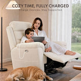 FLEXISPOT Souffle-Pro Swivel Rocker Recliner Chair with Nightlight, Power Nursery Glider Recliner with Massage & Heat, Adjustable Headrest, Oeko-TEX Fabric, Ideal for Nursery & Home Relaxation, Cream