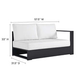 Modway Tahoe Aluminum Modular Right-Facing Outdoor Patio Loveseat in Gray White with Weather-Resistant Cushions, Couch for Garden Backyard, Poolside Modway