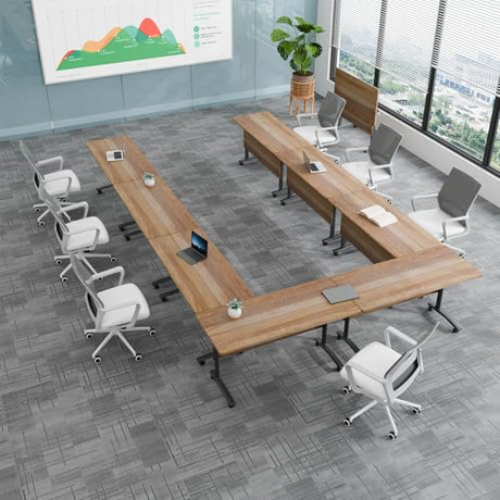 Usosidam Folding Conference Room Table with Wheels, Modular Flip-Top Conference Tables for Training Rooms, Classrooms & Seminars, Mobile Conference Table for Multi-Person Meetings Usosidam