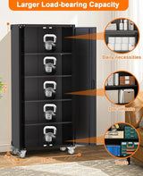 72 in Tall Garage Storage Cabinet – 600 LB Capacity Metal Tool Cabinet with Magnetic Lock, 4 Adjustable Shelves & Wheels, Heavy-Duty Steel Storage for Workshop, Home & Office Garvee