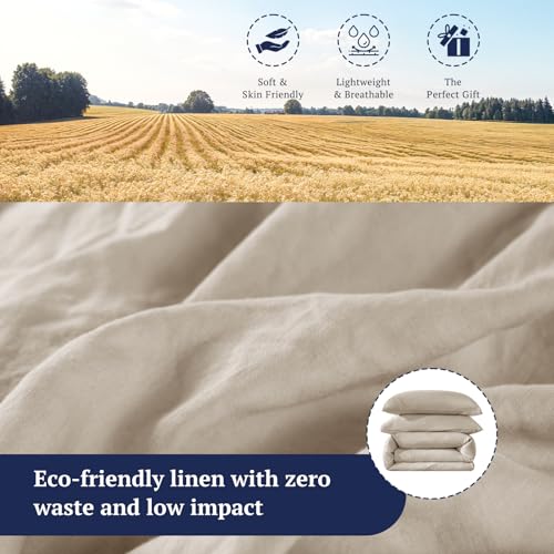 Shilucheng 100% Linen California King Duvet Cover Set, Luxury Pure Natural French Flax Linen Duvet Cover with Zipper Closure & Corner Ties, Cooling Breathable Comforter Cover 3 Piece (Linen) Shilucheng