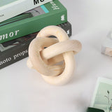 Large Wood Knot Decor, 3-Link Wood Chain Link Decor, Hand Carved Decorative Wood Knot for Coffee Table, Entryway Modern Farmhouse Shelf Decor (Natural) Pretty Comy