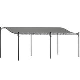 Outsunny 10' x 20' Outdoor Pergola Canopy, Wall-Mounted Metal Patio Canopy with Weather-Resistant Fabric and Drainage Holes for Backyard Garden Porch Beach, Dark Gray Outsunny