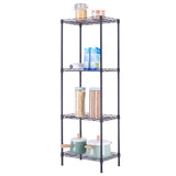 WISLAS 4 Tier Storage Racks Shelving, Heavy Steel Pantry Shelves, Adjustable Wire Shelving Rack, Suitable for Garage, Kitchen, Bathroom, Office, 16" W x 12" D x 50" H, Black WISLAS
