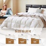 C&W Down Comforter Twin, All Season Duvet Insert - Medium Warmth, 100% Cotton Shell, 30oz Fill Weight, Soft, Noiseless & Breathable, Machine Washable, 3D Baffle Box, White (68"x90") C&W