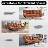 Vyfipt 71" Convertible Futon Sofa Bed,3-in-1 Faux Leather Fabric Futon Couch with Memory Foam, Modern Foldable Sleeper Loveseat for Small Spaces, Living Room,Office & Apartment,Brown Vyfipt