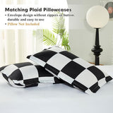 Anrenoti Black White Plaid Comforter Set, 3 Pieces Fluffy Gingham Checkered Down Alternative Comforter Full (79"x90"), Lightweight Microfiber Geometric Bedding with 2 Pillowcases for All Seasons Anrenoti