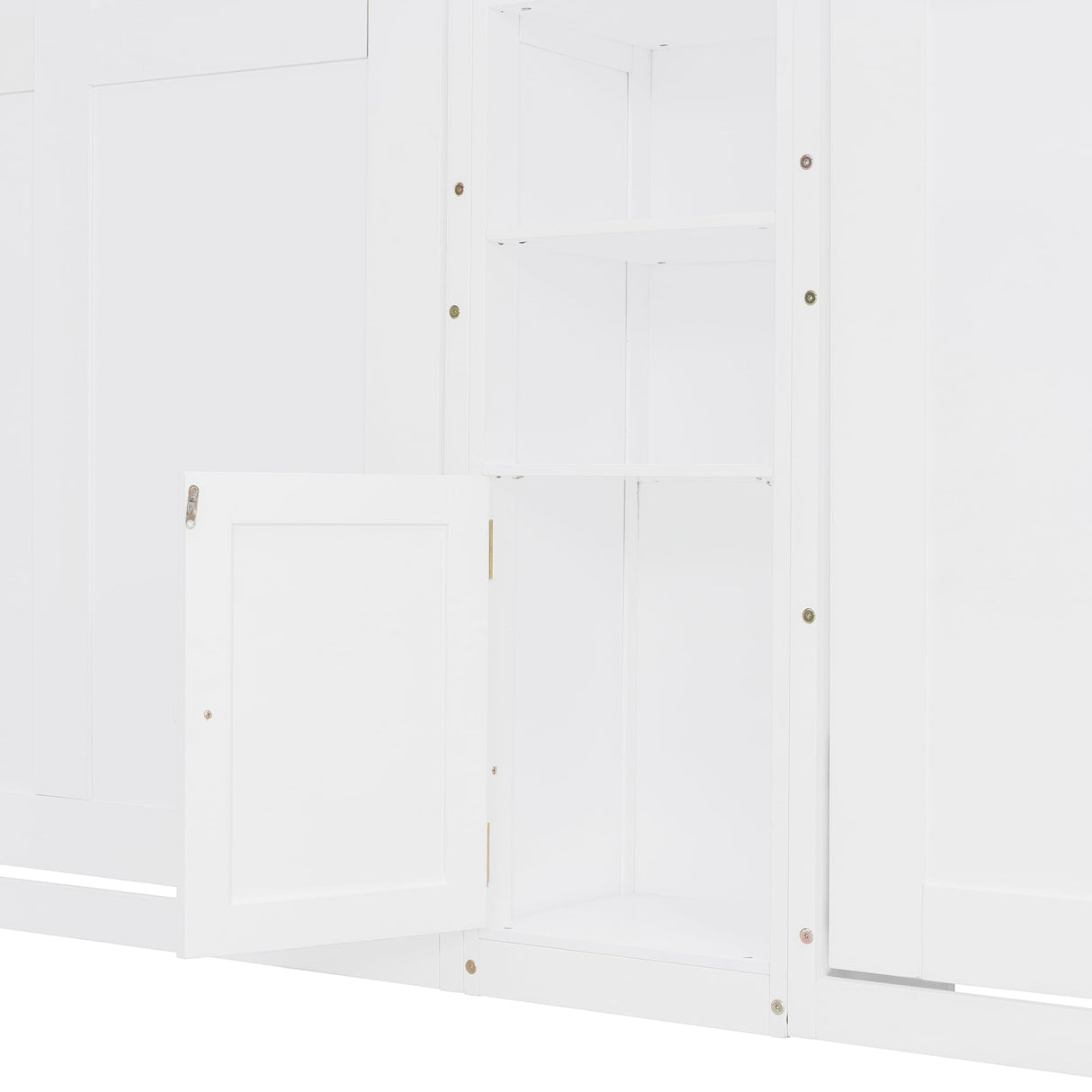 2-in-1 Design Dual Murphy Bed Twin Size with Cabinets and Shelves, Wood Wall Murphy Bed, Can be Folded Platform Bed with Convertible Shelf-Legs for Guest Room Home Office (White-7.23) XD Designs