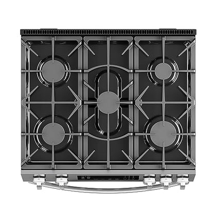 Kenmore Front Control Gas Range Oven with 5 Cooktop Burners, True Convection, Steam and Self Clean, Freestanding Stainless Steel Stove and Oven, 4.8 cu. ft. Capacity