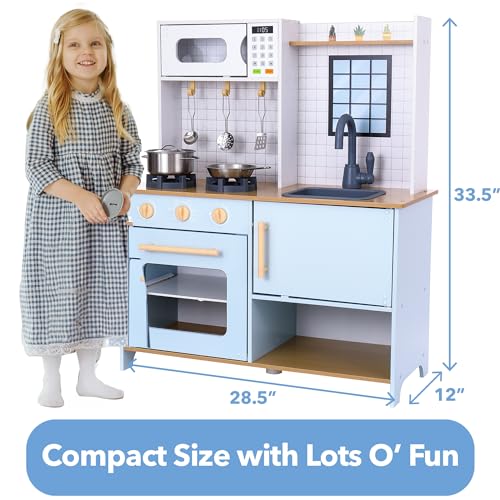 WonkaWoo Wooden Kids Play Kitchen - Pretend Play Kitchenette for Toddlers and Big Kids Toy Kitchen Set - Children's Kitchen Playset with Cooking Accessories - WoodArtSupply