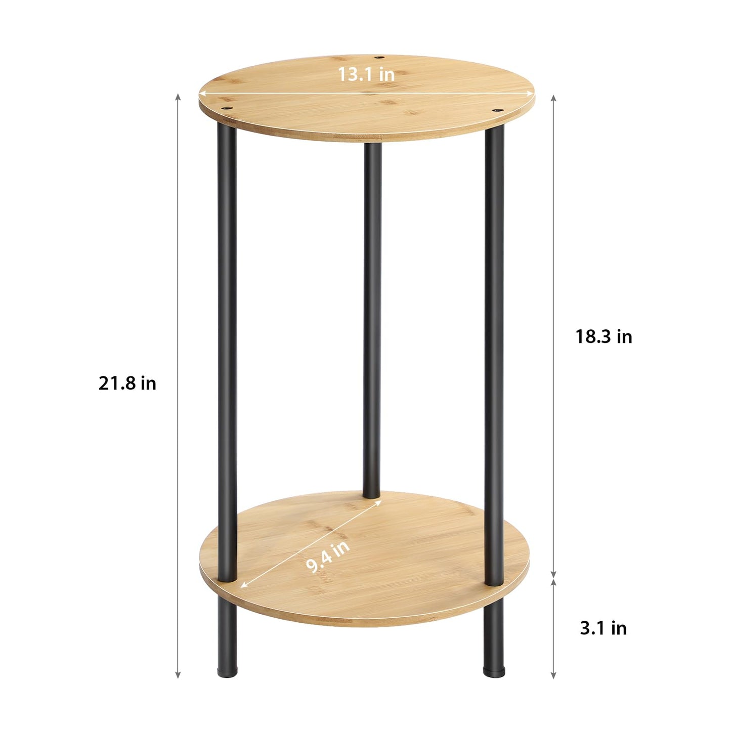 MOOACE End Tables Set of 2, Small Side Table, 2-Tier Round Nightstand Sofa Table Coffee Table with Bamboo Storage Shelves for Living Room, Bedroom - WoodArtSupply