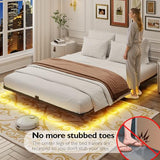 FSJianYi Floating Bed Frame Queen Size with LED Lights Metal Platform Bed No Box Spring Needed Easy to Assemble (Queen (U.S. Standard)) FSJianYi